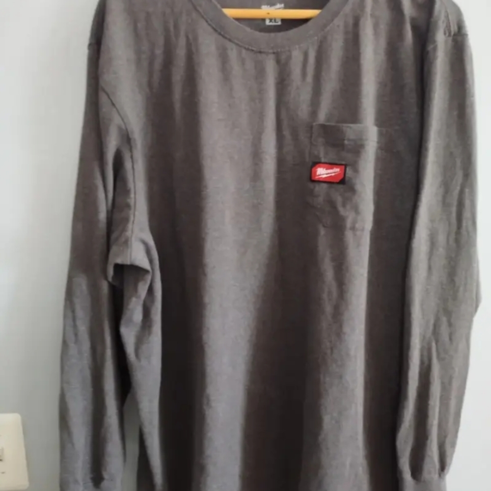 Gray Long Sleeve Men's Shirt..MILWAUKEE LONG SLEEVE TEE SHIRT....